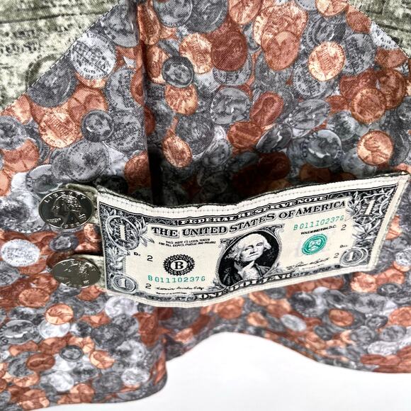 Handmade Money Vest Wearable Art Sz L US Dollar Bills Coins Teacher Accountant - Picture 8 of 9